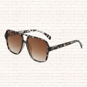 NEW Amazon retro square brown lens leopard tortoise shell leopard sunglasses OBO